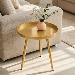 Table basse moderne en métal doré avec plateau en marbre, design minimaliste, meubles de salon, table d'appoint décorative M.F. INTERNATIONAL - Product Image 2