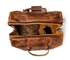 Bolsa Deportiva de Piel Auténtica con Estampado Personalizado, Duradera, HHD-0020B, para Hombre/Mujer, Bolsa de Viaje con Compartimento para Zapatos, Capacidad de 30-40L - Product Image 3