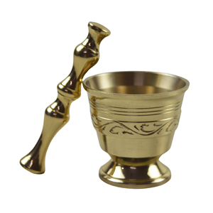 Mortero y pilón de latón de alta calidad con grabado y acabado pulido para moler café y especias manualmente, utensilio de cocina Pankutti - Product Image 6
