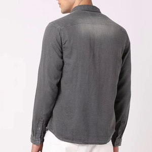 Chemise en jean décontractée personnalisée 100 % coton de haute qualité, respirante et à séchage rapide, design d'usine, best-seller pour hommes - Product Image 4