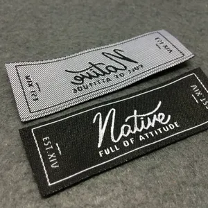 Étiquette de col tissée haute densité, étiquette de vêtement en tissu épais pliée à l'extrémité, économique - Product Image 4