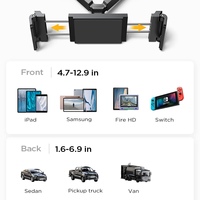 LISEN Support universel pour voiture iPad Siège arrière Support pour tablette pour enfants adultes Famille Road Trip Convient à tous les appareils de 4.7 à 12.9 pouces Noir