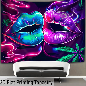 Arazzo Hippie Retrò di Grandi Dimensioni - 1 pz Arazzo Fluorescente Beige Creativo Estetico con Luce Nera UV - Product Image 4