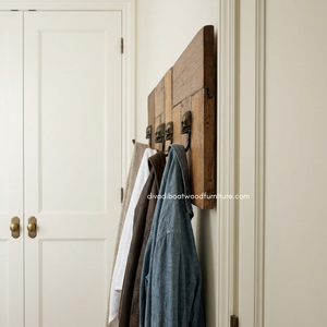 DIVADI Wholesale Handmade Rustic Antique Vintage Style 3 <b>Hooks</b> Eco-Friendly Durable Multifunction Hanging Coat <b>Key</b> Holder Wood - Product Image 4