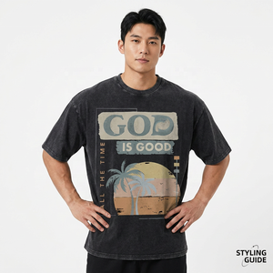 พระเจ้าดีเสมอเสื้อยืดผ้าฝ้ายพิมพ์ลายขนาดใหญ่สำหรับผู้ชายลำลองคอกลมแขนสั้นทรงพอดีตัว - Product Image 6