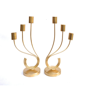 Support de bougie en métal doré de style moderne à 3 bras, en fer, pour table à manger, mariage et décoration de salon - Product Image 5