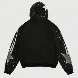 Sweat à capuche oversize en molleton pour homme, style streetwear athlétique, avec motifs graphiques contrastants sérigraphiés, 100% Coton, pour un style de vie moderne, impression en relief - Product Image 2