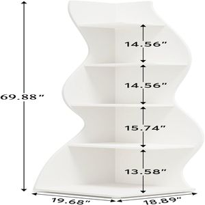Wall <b>Corner</b> Bookshelf Practical and Space-Saving Bookcase for Home or Office Use - Product Image 3