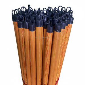Manche de balai en bois d'eucalyptus, filetage italien, capuchon noir/rouge, revêtement PVC – Durable et imperméable - Product Image 6