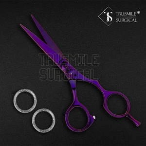 Venta al por mayor de alta calidad de acero inoxidable tijeras de corte de pelo de punta afilada púrpura tijeras de peluquero para peinar - Product Image 2
