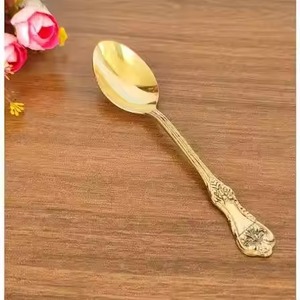 ช้อนชาสแตนเลสชุบทอง ด้ามยาว ขัดเงา ดีไซน์ทันสมัย สำหรับเสิร์ฟและคน - Product Image 2