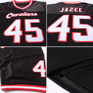 Maillot de football américain noir pour homme, personnalisable avec nom et numéro, en mesh sublimé respirant, manches courtes, coupe classique, toutes saisons - Product Image 5