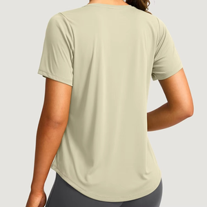 Hot Sale Womens Workout T Shirt Durable Double Stitch Soft Fabric Breathable Fitness <b>Top</b> Wholesale OEM - Product Image 4