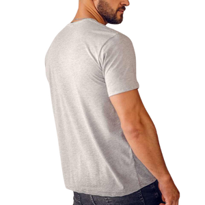 T-shirt à manches courtes col en V pour homme, 100% coton, coupe ajustée, jersey décontracté, couleur unie, noir - Product Image 3