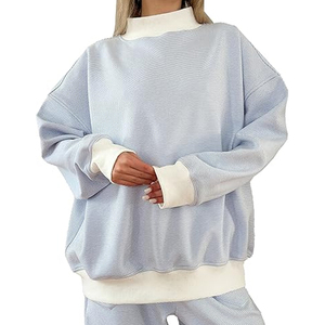 Sudadera con capucha de cuello alto para mujer, estilo oversize, de algodón liso, tipo jersey, precio económico, OEM - Product Image 5