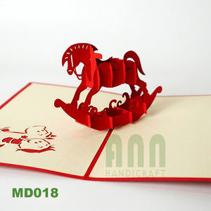 ANN HANDICRAFT Tarjeta de Felicitación 3D Pop-up de Papel Hecha a Mano con Diseño de Pony, Tarjeta de Invitación y Souvenir con Impresión Personalizada y Sobre - Product Image 1