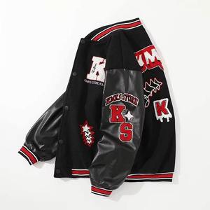 Rohzen Sports High Quality ODM OEM Customized Unisex Varsity Jacket Canvas Fabric Stand Collar <b>Drop</b> Shoulder Oversized - Product Image 6
