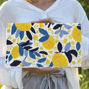 Bolso de Mano Casual Duradero con Asa de Cuentas Multicolor y Cristales de Lujo Hechos a Mano en India, Estilo Local - Product Image 3