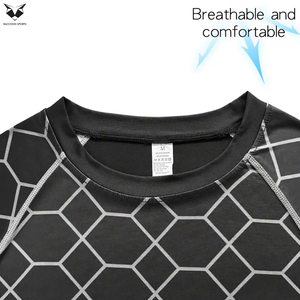 Conjunto de tres piezas de ropa deportiva para hombre con estampado, transpirable, que absorbe la humedad, de secado rápido y moldeador del cuerpo, resistente al sudor. - Product Image 4
