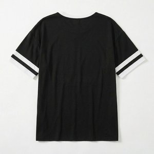 Nuevas Camisetas de Moda Casual para Mujer al por Mayor, Primavera Verano, Manga Corta, Cuello Redondo, Camisetas de Moda 100% Algodón, Ropa Básica para Exteriores - Product Image 3