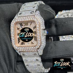 Reloj de Lujo para Hombre ICE LOOK JEWELRY, Cristal de Zafiro Cuadrado, Puntero, Alta Calidad, 40 mm, Acero Inoxidable, Analógico, Cuarzo, Botón de Presión - Product Image 3