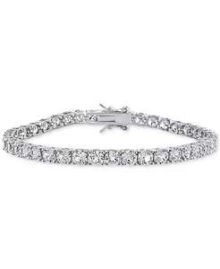 Lab Grown White <b>Sapphire</b> <b>Tennis</b> <b>Bracelet</b> ( 4-1/4 ct. t.w.) in Sterling Silver (Also Available in 18k Gold Plated over Sterling S - Product Image 1