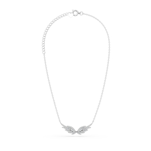 Collar con Colgante de Alas de Diamantes en Plata 925 con Baño de Rodio para Mujer, Corte Brillante Redondo, Cadena de Lujo, Joyería para Boda - Product Image 3