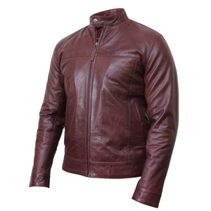 Veste en cuir respirante classique pour l'hiver, unisexe, en cuir de mouton et de vache véritable, fermeture éclair simple, style motard vintage - Product Image 5