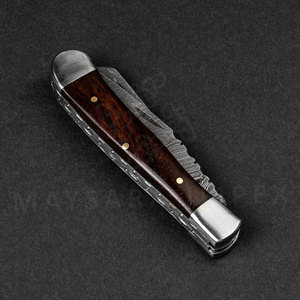 Navaja de Bolsillo Plegable de Acero de Damasco Hecha a Mano con 2 Hojas para Uso Diario - Product Image 2