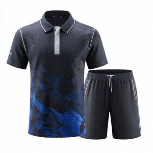 Printed Men's Customizable Sports Tennis Suit Breathable <b>Badminton</b> Polo Shirts and Shorts Sets Customizable Tennis Uniforms - Product Image 3