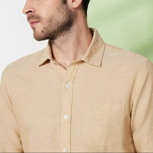Chemise en mélange de coton et de lin pour homme – Coupe classique |   Chemise légère à manches longues pour un usage décontracté et professionnel - Product Image 3