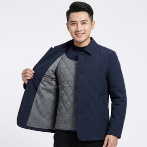 Chaqueta Acolchada Azul Marino para Hombre con Cuello Camisero, Cortavientos, Informal, Relleno de Poliéster, Corte Regular, para Otoño - Product Image 5