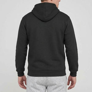 Men's Black Hooded Sweatshirt 100% Cotton Fleece Regular Fit Solid Color Casual Autumn Wear - Product Image 2