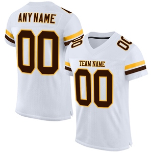 Wholsale Direct Industry Best Selling Custom White <b>Brown</b>-Gold Mesh Authentic Football Jersey - Product Image 1