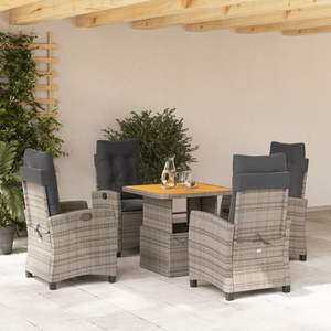 5 pezzi grigio Poly Rattan Patio Set da pranzo con cuscini mobili da esterno durevoli - Product Image 1