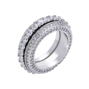 High Quality 925 Sterling <b>Silver</b> Moissanite Ring Luxury Hip Hop <b>Wedding</b> <b>Band</b> with Bold Fashion Statement Style - Product Image 3