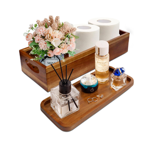Panier à papier toilette en bois et plateau de salle de bain de qualité supérieure, organisateur de toilette fabriqué par une entreprise vietnamienne - Product Image 2