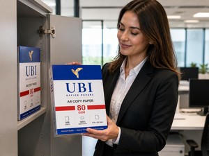 Papier copie A4 blanc de haute qualité UBI 70g/m² Modèle 2060922 500 feuilles par paquet Fabriqué à Bangkok - Product Image 1