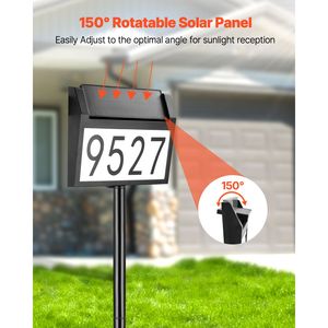 Solar <b>Illuminated</b> LED Address <b>Sign</b> 3 Colors for <b>House</b> Numbers Waterproof Outside Plaques Stakes Wall Mounted Option - Product Image 4
