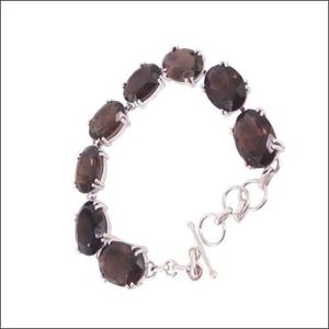 Glamour Smokey Quartz Stone Bracelet en argent 925 Impressionnant Cutstone Perlé Superior Fine Jewelry - Product Image 1
