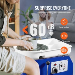 Machine à modeler l'argile 350W, tour à poterie de 11 pouces avec vitesse réglable 60-300 tr/min, commande par poignée et pédale, ABS détachable - Product Image 5