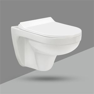Inodoro de lujo de cerámica suspendido en la pared con sifón en P, descarga por gravedad, cisterna oculta, para baño WC, Peachy - Product Image 4