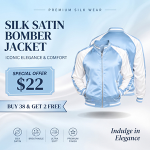 Blouson Bomber en Satin de Soie pour Homme – Fermeture Éclair Décontractée, Respirant, Doux, Idéal Automne, Col Montant - Product Image 1