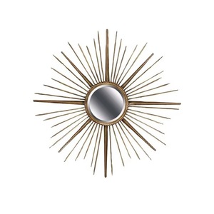Miroir mural rond en métal très demandé avec un design en forme de soleil, cadre décoratif moderne - Product Image 4