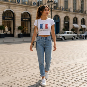Women's Custom <b>Y2K</b> Country Flag Graphic Short Sleeve Drop Shoulder T-<b>Shirt</b> with Anti-Pilling Spandex/Polyester Fabric - Product Image 2