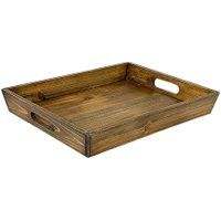 Plateau de service rectangulaire en bois d'acacia moderne, compatible lave-vaisselle, écologique, finition laquée, poignées flexibles, vaisselle - Product Image 5