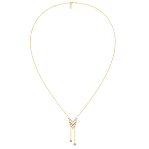 Collar de diamantes en capas con diseño de chevron, doble colgante y centro moderno en forma de V - Product Image 4