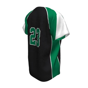 Maillot de baseball pour hommes, noir, vert, blanc, manches courtes, en polyester anti-humidité, vêtements d'équipe, impression sur le devant 23 - Product Image 2