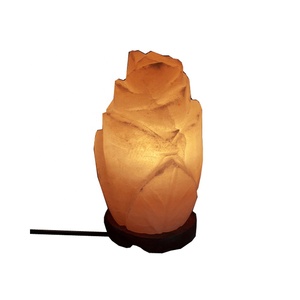 Organic Material Eco-Friendly Carved Flower Shape Himalayan Salt <b>Lamps</b> for Room Decoration - Product Image 4