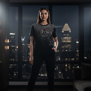 Camiseta Personalizada con Logotipo de Diamantes de Imitación, Estilo Veraniego, Corte Holgado, Decoración de Cristales, Ropa Urbana para Hombre - Product Image 6